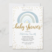 Rainbow Mint bleu baby shower Invitation carte gar (Devant)