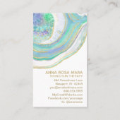 *~* Rainbow Mint Blue Agate Gold Glitter Pastel Visitekaartje (Achterkant)