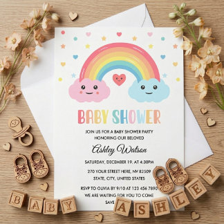 Rainbow Miracle Baby Shower Kaart