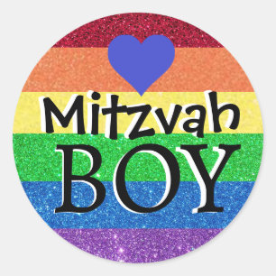Rainbow Mitzvah Boy Ronde Sticker