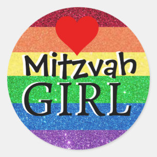 Rainbow Mitzvah Meisje Ronde Sticker