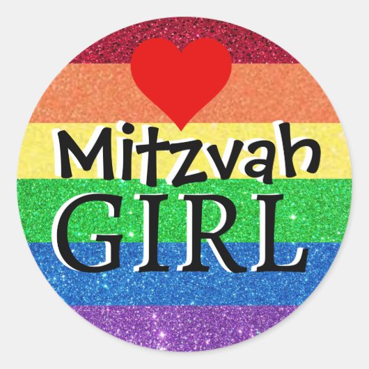 Rainbow Mitzvah Meisje Ronde Sticker (Voorkant)