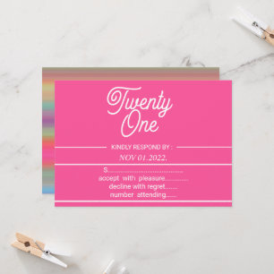 Rainbow Modern 21e anniversaire de fête Invitation