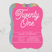 Rainbow Modern 21e anniversaire de fête Invitation (Devant / Derrière)