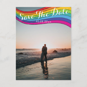 Rainbow Modern Casual foto Wedding Save the Date Briefkaart