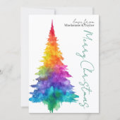 Rainbow Modern Christmas Tree Photo Personalized Feestdagenkaart (Voorkant)