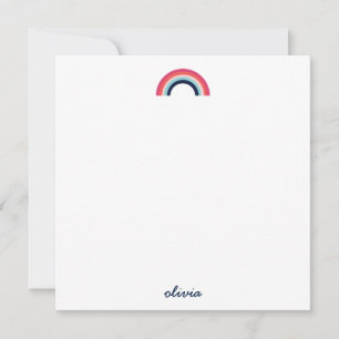 Rainbow Modern, speciaal aangepast script, blauw Notitiekaartje