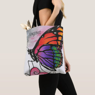 Rainbow Monarch Butterfly Colorful Fantasy Art Tote Bag