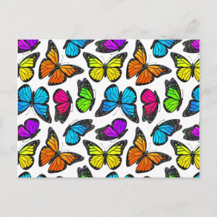 Rainbow Monarch Butterfly Pattern Briefkaart