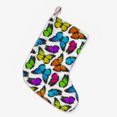 Rainbow Monarch Butterfly Pattern Kleine Kerstsok (Voorkant (Hangend))