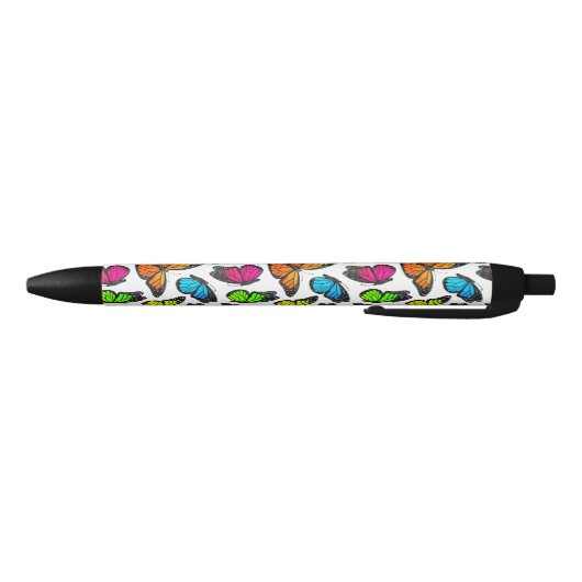 Rainbow Monarch Butterfly Pattern Zwarte Inkt Pen (Bodem)