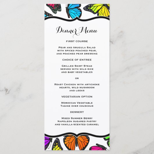 Rainbow Monarch Butterfly Slim Dinner Menu (Voorkant)