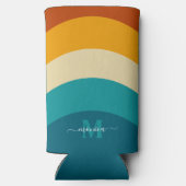 Rainbow Monogram Aangepaste naam Retro Sunset Stri (Achterkant)