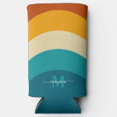 Rainbow Monogram Aangepaste naam Retro Sunset Stri (Voorkant)