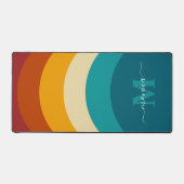 Rainbow Monogram Aangepaste naam Retro Sunset Stri Bureaumat (Voorkant)