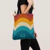 Rainbow Monogram Aangepaste naam Retro Sunset Stri Draagtas (Dichtbij)