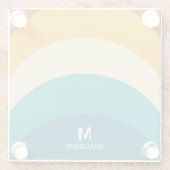 Rainbow Monogram Aangepaste naam Retro Sunset Stri Glazen Onderzetter (Achterkant)
