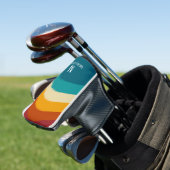 Rainbow Monogram Aangepaste naam Retro Sunset Stri Golfheadcover (Insitu)