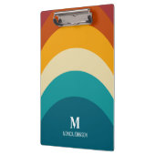 Rainbow Monogram Aangepaste naam Retro Sunset Stri Klembord (Links)