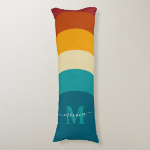 Rainbow Monogram Aangepaste naam Retro Sunset Stri Lichaamskussen