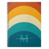 Rainbow Monogram Aangepaste naam Retro Sunset Stri Notitieboek (Voorkant)