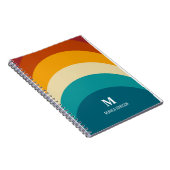 Rainbow Monogram Aangepaste naam Retro Sunset Stri Notitieboek (Rechterzijde)