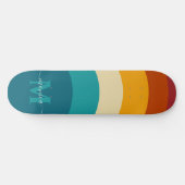 Rainbow Monogram Aangepaste naam Retro Sunset Stri Skateboard (Horizontaal)