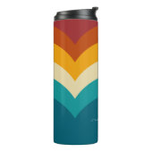 Rainbow Monogram Aangepaste naam Retro Sunset Stri Thermosbeker (Gedraaid links)