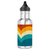 Rainbow Monogram Aangepaste naam Retro Sunset Stri Waterfles (Rechts)