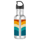 Rainbow Monogram Aangepaste naam Retro Sunset Stri Waterfles (Achterkant)