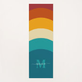 Rainbow Monogram Aangepaste naam Retro Sunset Stri Yogamat (Voorkant)