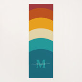 Rainbow Monogram Aangepaste naam Retro Sunset Stri Yogamat (Achterkant)
