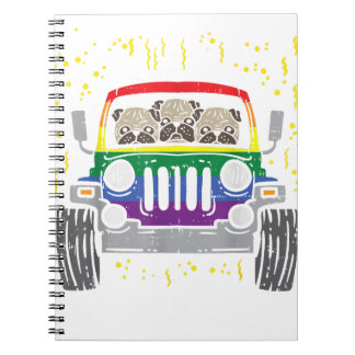 Rainbow Monster Truck Pug Dog Gay Pride LGBT Anima Notitieboek