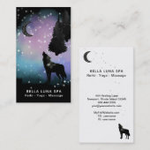 *~* Rainbow Moon Howling Wolf Pine Trees Cosmic Visitekaartje (Voorkant / Achterkant)