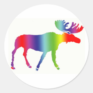 Rainbow Moose Ronde Sticker