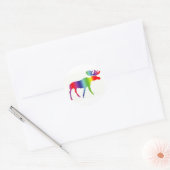 Rainbow Moose Ronde Sticker (Envelop)