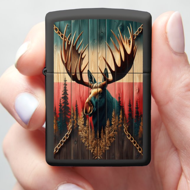Rainbow Moose Rustic Leather Art (In Hand)