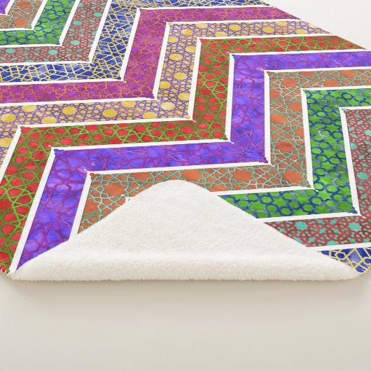 Rainbow Moroccan Lattice Chevrons Sherpa Deken (3/4)