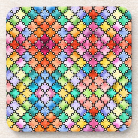 Rainbow mosaic pattern bier onderzetter (Voorkant)