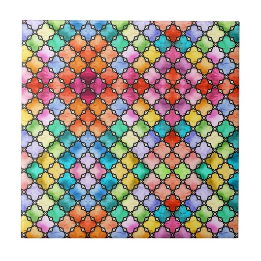 Rainbow mosaic pattern tegeltje (Voorkant)