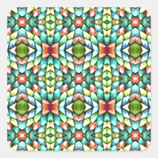 Rainbow Mosaic Tiles Stones Vierkante Sticker (Voorkant)
