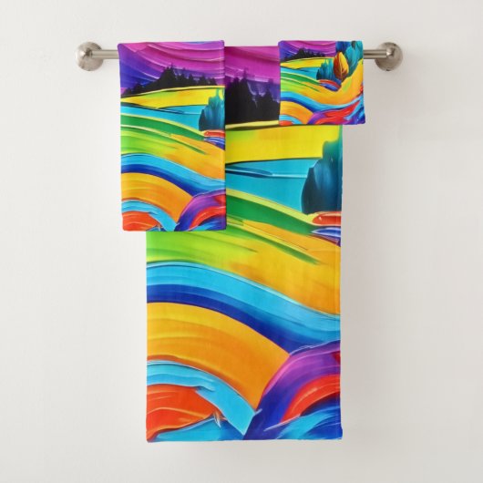 Rainbow Mountain Majesty Art Bad Handdoek (Insitu)