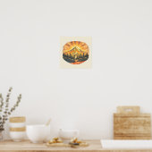 Rainbow Mountain Peak Retro Mountains Sunrise Art Poster (Keuken)