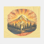 Rainbow Mountain Peak | Retro Mountains Sunrise  Fleece Deken (Voorkant (Horizontaal))