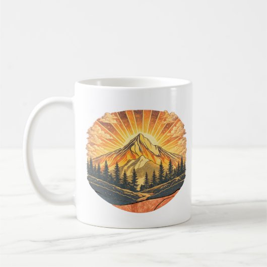 Rainbow Mountain Peak | Retro Mountains Sunrise  Koffiemok (Links)
