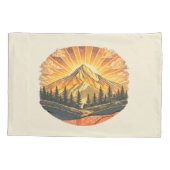Rainbow Mountain Peak | Retro Mountains Sunrise  Kussensloop (Achterkant)