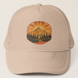 Rainbow Mountain Peak | Retro Mountains Sunrise  Trucker Pet