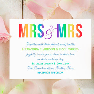 Rainbow Mrs & Mrs. Lesbische bruiloft Kaart