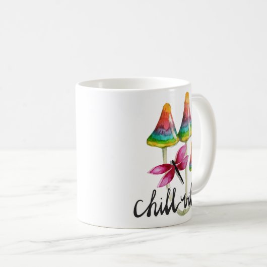 Rainbow Mushroom Chill Vibes Coffee Mok (Voorkant rechts)