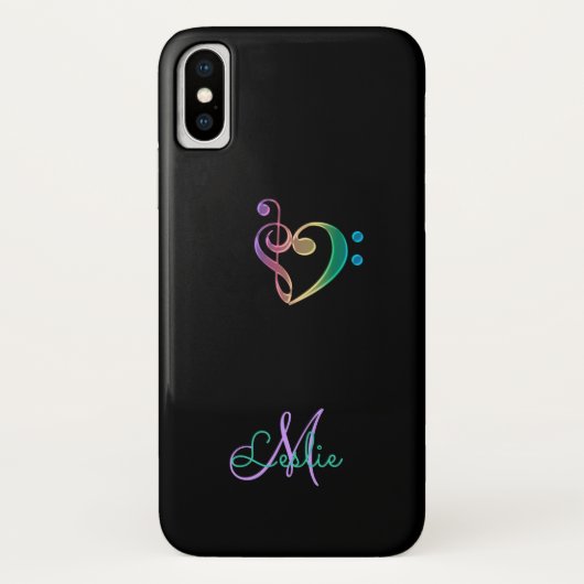 Rainbow Music Clef Heart iPhone X Hoesje (Achterkant)
